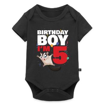 Birthday boy or girl in 6 Sugar Glider - Baby Premium short-sleeve bodysuit - black - Front