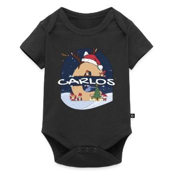 Toller Carlos Name mit Weihnachtsmütze im Weihnachtsthema - Baby Premium Kurzarmbody - Schwarz - Vorne