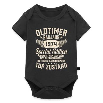 Kultiges 1974er Oldtimer-Geschenk - Baby Premium Kurzarmbody - Schwarz - Vorne