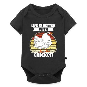 Drôle de poulet disant poulet - Body à manches courtes Premium Bébé - noir - Devant