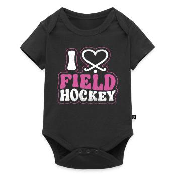 Field Hockey Heart I Love Field - Baby Premium short-sleeve bodysuit - black - Front