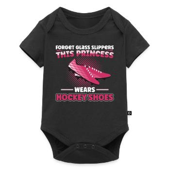 Hockey sur gazon Oubliez les pantoufles de verre - Body à manches courtes Premium Bébé - noir - Devant