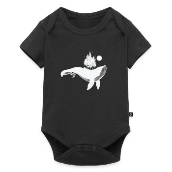 Rorqual bleu avec des arbres et un clair de lune - Body à manches courtes Premium Bébé - noir - Devant