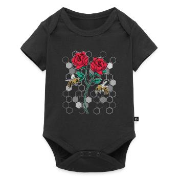 Garden Flowers Blossoms Gift Nature Bee Rose - Baby Premium short-sleeve bodysuit - black - Front
