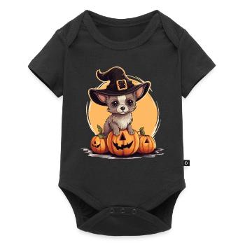 Halloween Witch Hat Pumpkin Dog Chihuahua - Baby Premium short-sleeve bodysuit - black - Front
