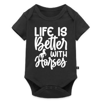 Life Is Better With Horses - Baby Premium short-sleeve bodysuit - black - Front