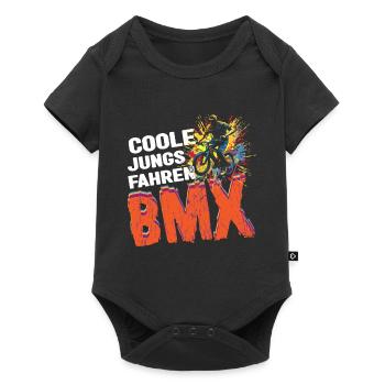 BMX Fahrrad Trick Coole Jungs fahren BMX - Baby Premium Kurzarmbody - Schwarz - Vorne