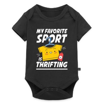 My Favorite Sport Is Thrifting für Sparsame - Baby Premium Kurzarmbody - Schwarz - Vorne