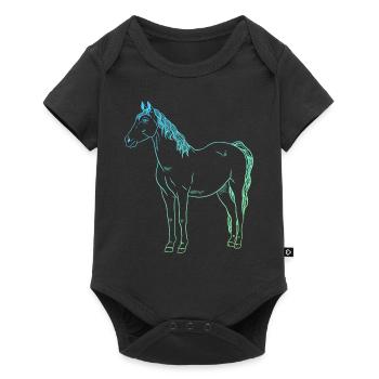 Cadeau de design de cheval minimaliste - Body à manches courtes Premium Bébé - noir - Devant