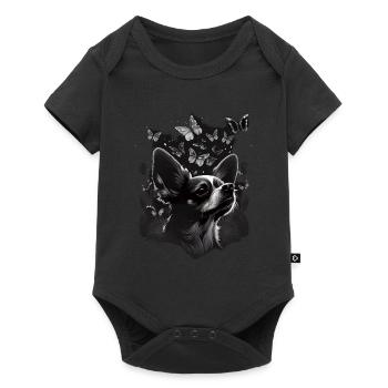 Chihuahua avec papillon |Chien mignon nature colorée - Body à manches courtes Premium Bébé - noir - Devant