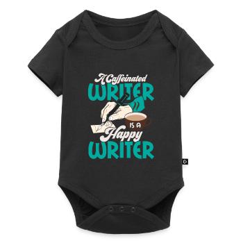 A Caffeinated Writer Is A Happy Writer Book Novel - Baby Premium Kurzarmbody - Schwarz - Vorne