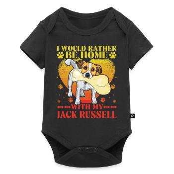 Je préfère être à la maison avec mon Jack Russell - Body à manches courtes Premium Bébé - noir - Devant