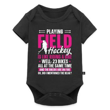 Field Hockey Playing Field Hockey - Baby Premium Kurzarmbody - Schwarz - Vorne