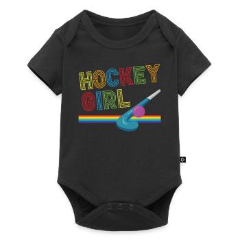 Hockey sur gazon Retro Hockey Fille - Body à manches courtes Premium Bébé - noir - Devant