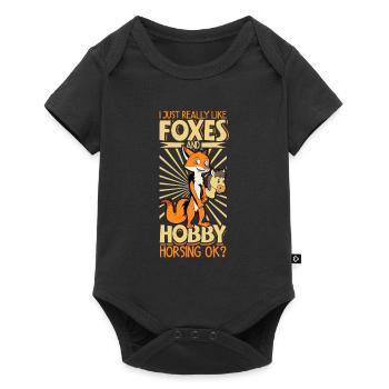 J’adore les renards et les hobby horsing - Body à manches courtes Premium Bébé - noir - Devant