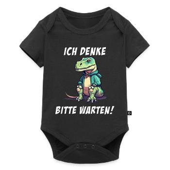 Ich denke, bitte Warten Dino Dinosaurier - Baby Premium Kurzarmbody - Schwarz - Vorne