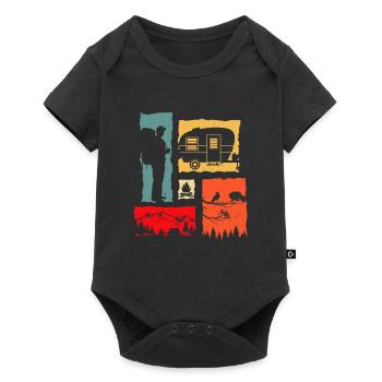 Camper Retro Outdoor Vintage Adventurer - Baby Premium Kurzarmbody - Schwarz - Vorne