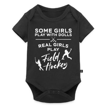 Hockey sur gazon avec lesquelles certaines filles jouent - Body à manches courtes Premium Bébé - noir - Devant