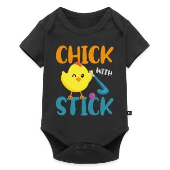 Field Hockey Chicken Chick With - Baby Premium short-sleeve bodysuit - black - Front