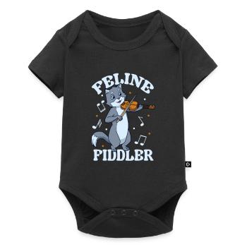 Feline Fiddler - Katze an der Geige - Baby Premium Kurzarmbody - Schwarz - Vorne