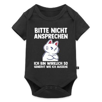 Katze Bitte Nicht Ansprechen - Baby Premium Kurzarmbody - Schwarz - Vorne