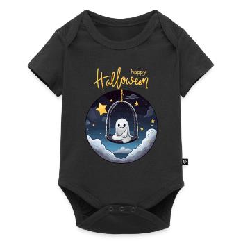 Fantôme mignon se balançant dans le ciel pour Halloween - Body à manches courtes Premium Bébé - noir - Devant