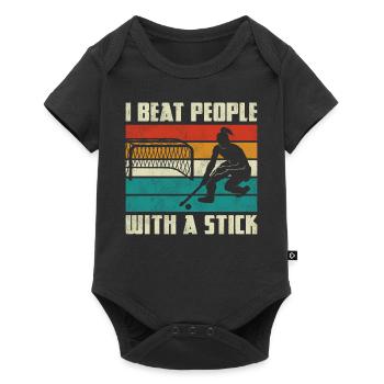Field Hockey I Beat People With A - Baby Premium short-sleeve bodysuit - black - Front