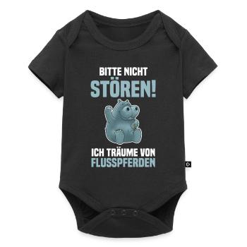 Nilpferd Flusspferd - Baby Premium Kurzarmbody - Schwarz - Vorne