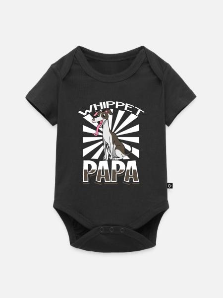 Whippet Papa - Whippet - Baby Premium Kurzarmbody - Schwarz