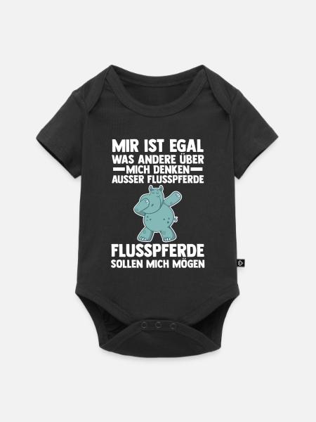 Nilpferd Flusspferd - Baby Premium Kurzarmbody - Schwarz