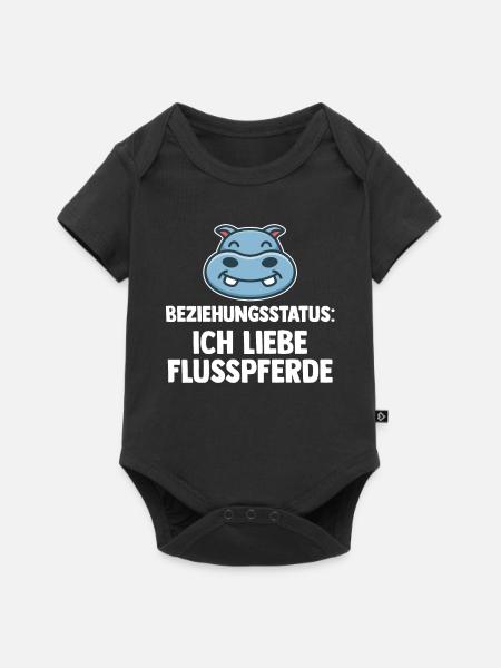 Nilpferd Flusspferd - Baby Premium Kurzarmbody - Schwarz