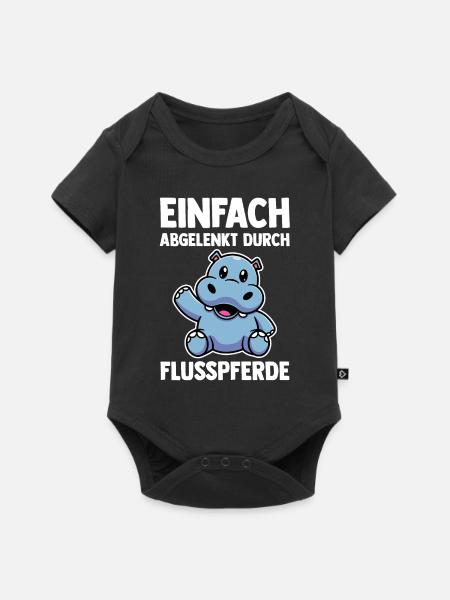 Nilpferd Flusspferd - Baby Premium Kurzarmbody - Schwarz