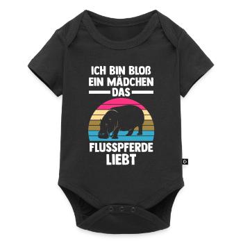 Nilpferd Flusspferd - Baby Premium Kurzarmbody - Schwarz - Vorne