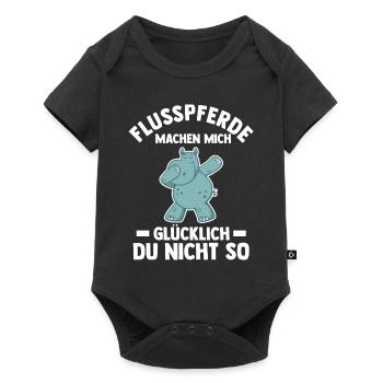 Nilpferd Flusspferd - Baby Premium Kurzarmbody - Schwarz - Vorne