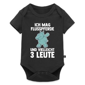 Nilpferd Flusspferd - Baby Premium Kurzarmbody - Schwarz - Vorne