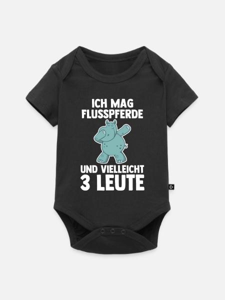 Nilpferd Flusspferd - Baby Premium Kurzarmbody - Schwarz