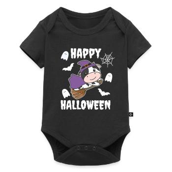 Vache Joyeux Halloween Sorcière Enfants Sorcières Costume - Body à manches courtes Premium Bébé - noir - Devant