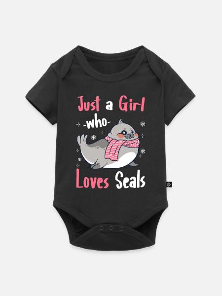 Robbe Robben Tier Seelöwe - Baby Premium Kurzarmbody - Schwarz