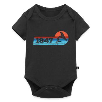 Wingfoil Surfer Birthday Vintage Born 1947 - Baby Premium short-sleeve bodysuit - black - Front