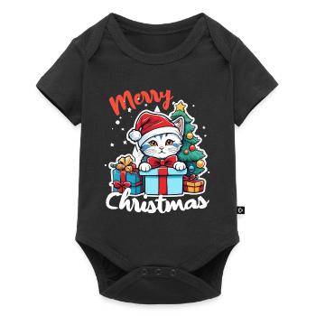 Kitten and Merry Christmas - Baby Premium short-sleeve bodysuit - black - Front