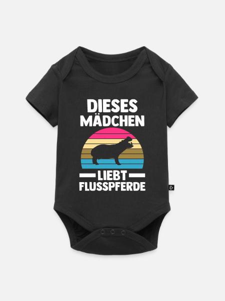 Nilpferd Flusspferd - Baby Premium Kurzarmbody - Schwarz