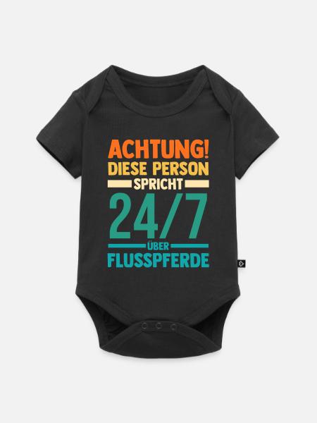 Nilpferd Flusspferd - Baby Premium Kurzarmbody - Schwarz