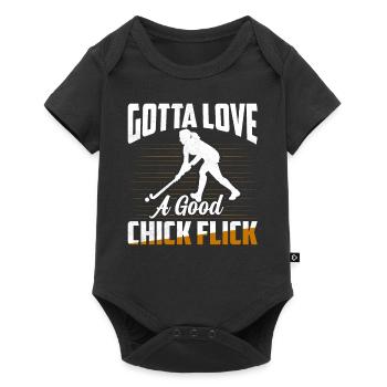 Gotta Love A Good Chick Flick Woman Field Hockey - Baby Premium Kurzarmbody - Schwarz - Vorne