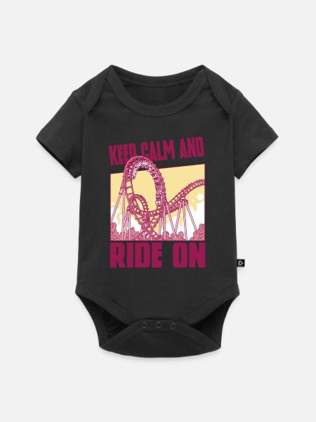 Achterbahnvergnügungspark Achterbahnfahrt - Baby Premium Kurzarmbody - Schwarz
