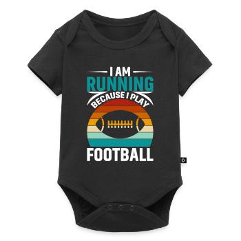 Je cours parce que je joue au football - Body à manches courtes Premium Bébé - noir - Devant