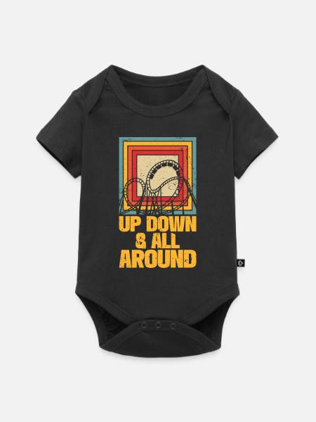 Achterbahnvergnügungspark Achterbahnfahrt - Baby Premium Kurzarmbody - Schwarz