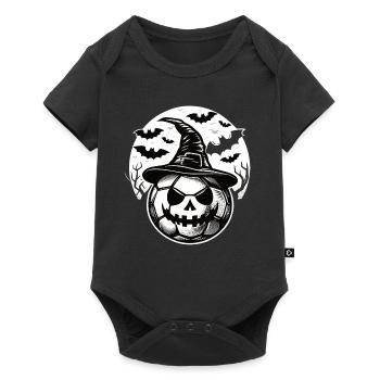 Halloween Soccer Football ballon de football avec chapeau et chauves-souris - Body à manches courtes Premium Bébé - noir - Devant