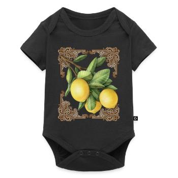 Vintage Zitronen Illustration - Baby Premium Kurzarmbody - Schwarz - Vorne