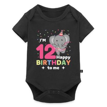 Elephant for 12th birthday for children twelve years - Baby Premium short-sleeve bodysuit - black - Front