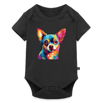 Watercolor Colorful Chihuahua - Baby Premium short-sleeve bodysuit - black - Front